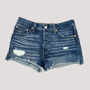 Levi’s 501 Denim Cutoff Shorts Women’s 28 Waist Button Fly Distressed